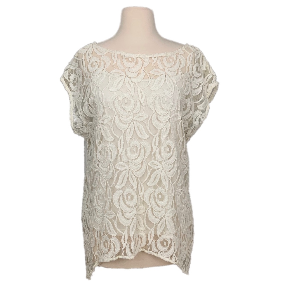 APT. 9 Tank & Top Lace & Chiffon 2-Piece Set Ivory Medium